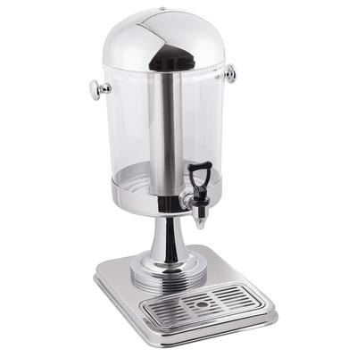 Tablecraft 71 2 gal Beverage Dispenser w/ Ice Tube - Plastic Container, Stainless Base, Silver