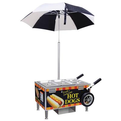 Gold Medal 8080S Tabletop Steamer Hot Dog Cart w/ 50 Franks & 35 Buns Capacity, Sterno Steamer, Bun Warmer, Stainless Steel, 120 V