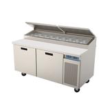 Randell 8268N-290-PCB 68" Pizza Prep Table w/ Refrigerated Base, 115v, Holds (9) 1/3 Pans, Poly Cutting Board, Stainless Steel