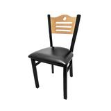 Oak Street SL2150-SH Dining Chair w/ Shoreline Back & Black Vinyl Seat - Steel Frame, Black, Shoreline Birch Plywood Back, Black Powder-Coated Frame