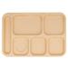 GET TR-152-T Plastic Rectangular Tray w/ (6) Compartments, 14 3/8" x 9 7/8", Tan, Right Handed, Beige