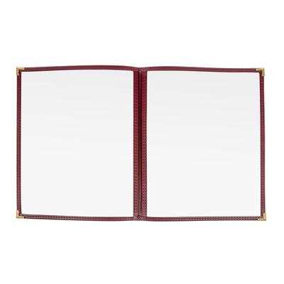 Risch TED 8.5X11 Double Pocket Vinyl Menu Cover, 8 1/2"W x 11"H, Maroon Leatherette, Red