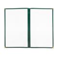 Risch TED 8.5X14 Double Pocket Vinyl Menu Cover, 8 1/2"W x 14"H, Green Leatherette