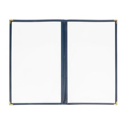 Risch TED 8.5X14 Double Pocket Vinyl Menu Cover, 8 1/2"W x 14"H, Blue Leatherette