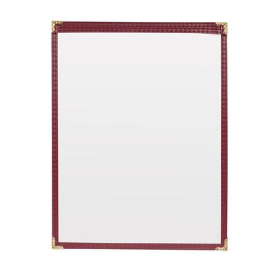 Risch TES 8.5X11 Single Pocket Vinyl Menu Cover, 8 1/2"W x 11"H, Maroon Leatherette, Red