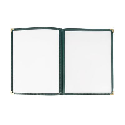 Risch TETB8.5X11 DS #06 Triple Pocket Vinyl Menu Cover, 8 1/2"W x 11"H, Green Leatherette