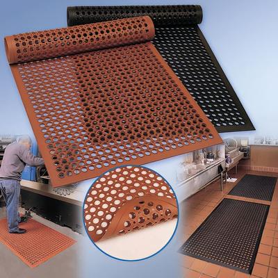 Cactus Mat 2530-R15 VIP Topdek Junior - 3' x 14, Rubber, Red, Grease Resistant, 1/2" Thick