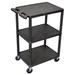 Luxor HE42-B 3 Level Polymer Utility Cart w/ 400 lb Capacity, Raised Ledges, 18" x 24" x 43", Black