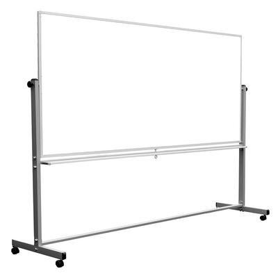 Luxor MB9640WW Reversible Magnetic Whiteboard w/ Aluminum Frame, 96" x 40", Silver