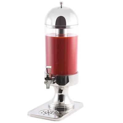 Spring USA 2525-6/7 7 liter Beverage Dispenser w/ Ice Tube & Drip Tray - Plastic Container, Stainless Base, Silver