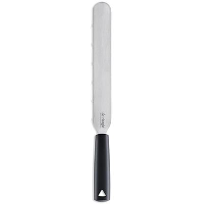 Louis Tellier 7351825 Triangle 9 3/4" Serrated Cake Knife w/ Stainless Steel Blade & Black Plastic Handle, Silver