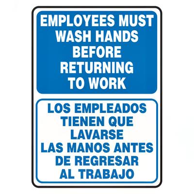 Accuform Signs SBMRST579VA Bilingual Hand Washing Sign - 14" X 10", Aluminum, Blue/White