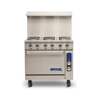 Imperial IR-6-E-C 208/1 36" Pro Series 6 Sealed Element Commercial Electric Range w/ Convection Oven, 208v/1ph, Stainless Steel