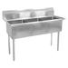 John Boos E3S8-24-14 77" 3 Compartment Sink w/ 24"L x 24"W Bowl, 14" Deep, 8" Faucet Centers, Stainless Steel