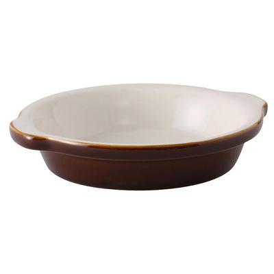Tuxton B1N-2003 20 oz. DuraTuxÂ© Au Gratin Dish - Ceramic, Caramel/Eggshell, 12/CS, Brown