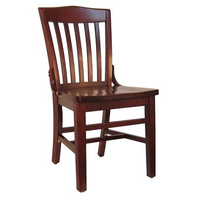 H&D Commercial Seating 8235 School House Series Dining Chair w/ Vertical Slat Back - Dark Mahogany, Vertical Back, Solid Wood Seat
