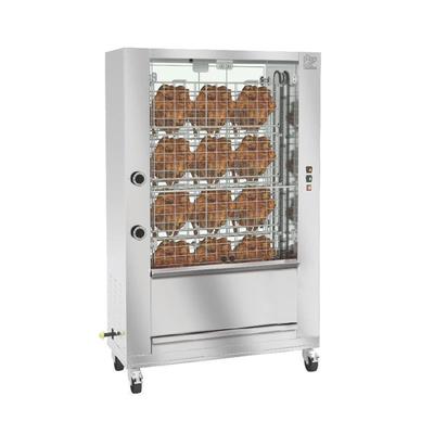 Rotisol USA FFS1100-4G-BRASILIA Gas 9 Spit Commercial Rotisserie w/ 27 Bird Capacity, Natural Gas, 9 Basket Spits, NG, Stainless Steel, Gas Type: NG