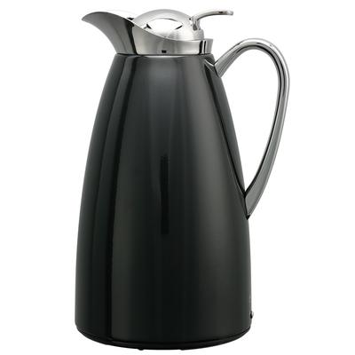 Service Ideas CJZ1BLK Classy 1 liter Vacuum Carafe w/ Push Button Lid & Glass Liner - Stainless w/ Black Finish