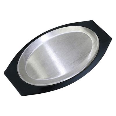 Service Ideas RO117BLAC Complete Platter Set w/ Oval Handle, Aluminum Insert, Black, Silver