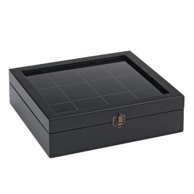 Service Ideas TB012 Tea Box w/ 12 Compartments, Beechwood