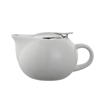 Service Ideas TPC16WH 16 oz Teapot w/ Lid, Infuser Basket, White Ceramic