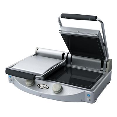 Cadco CPG-20F Double Commercial Panini Press w/ Ceramic Smooth Plates, 208-240v/1ph, Glass Ceramic Grill Surface, 9.88