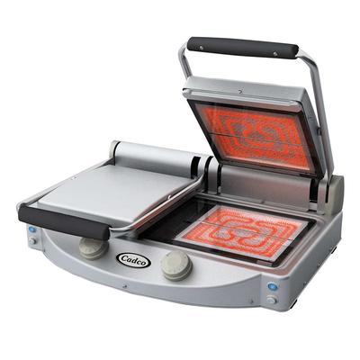 Cadco CPG-20FC Double Commercial Panini Press w/ Ceramic Smooth Plates, 208-240v/1ph, Clear-Glass Ceramic, Stainless Steel