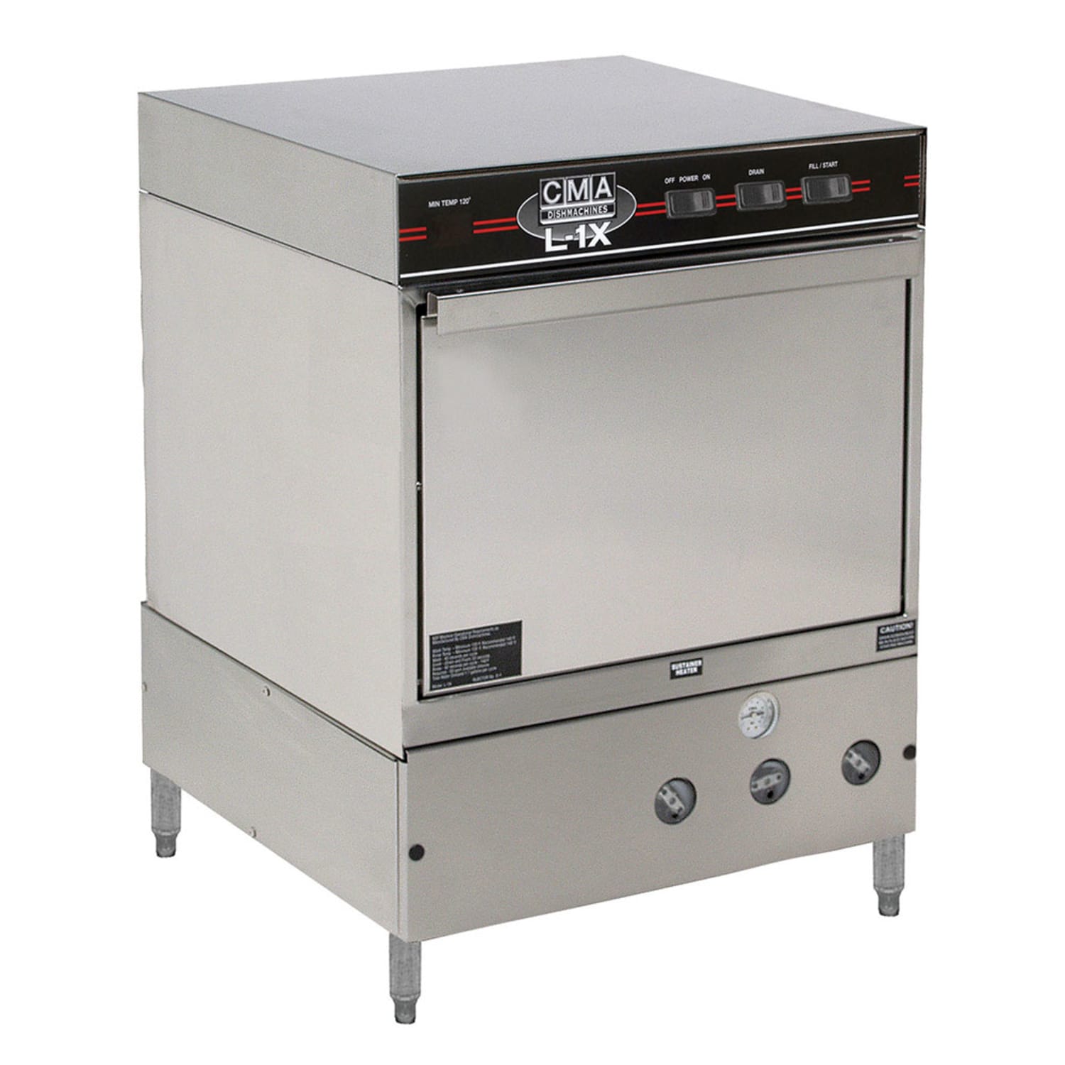 CMA Dishmachines L-1X W/HTR Low Temp Rack Undercounter Dishwasher w/ 30 Racks/hr Capacity, 115v, Low-Temp, Stainless Steel