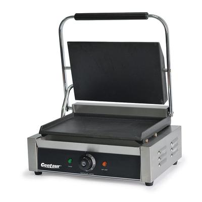 Centaur CEN-SAN10 Single Commercial Panini Press w/ Cast Iron Smooth Plates, 120v, 13 in. W