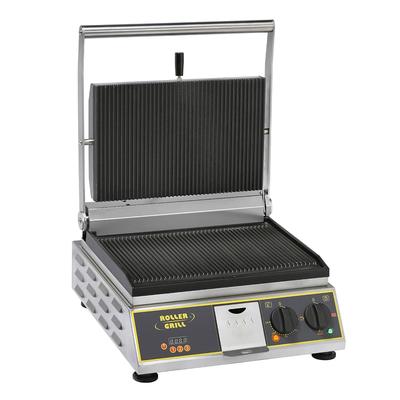 Equipex PANINIPREMIUM G/S Single Commercial Panini Press w/ Cast Iron Grooved & Smooth Plates, 208-240v/1ph, Grooved Top/Smooth Bottom Plates, 14" x 9.5" Cooking Surface, Stainless Steel