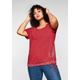 T-Shirt SHEEGO "Große Größen" Gr. 56/58, rot (mohnrot) Damen Shirts Jersey in 2-in-1-Optik mit Print und Tunnelzug