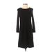 H&M Casual Dress - A-Line Crew Neck 3/4 sleeves: Black Solid Dresses - Women's Size Small