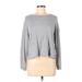 Comune Sweatshirt: Crew Neck Covered Shoulder Gray Color Block Tops - Women's Size Medium