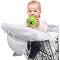 AOOPOO Shopping Cart Seat Cover for Baby Toddler, 2-in-1 Baby Shopping Trolley Cover Highchair Seat Cushion, Portable Foldable Storage Full Safety Harness Baby Trolley Highchair Cover (Grey Waves)