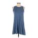 Madewell Casual Dress - Mini High Neck Sleeveless: Blue Print Dresses - Women's Size X-Small