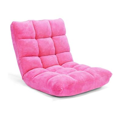 Costway Adjustable 14-position Cushioned Floor Chair-Pink