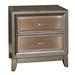 Contemporary Solid Wood Night Stand With Drawers, Silver