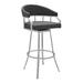 Myla 30 Inch Vegan Faux Leather Bar Stool Chair, Swivel, Metal Legs, Gray