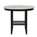 Kate 42 Inch Round Counter Table, Faux Marble Top, White, Espresso