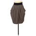 H&M Casual Pencil Skirt Knee Length: Brown Color Block Bottoms - Women's Size 10