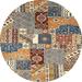 Ahgly Company Indoor Round Abstract Red Brown Southwestern Area Rugs 3 Round