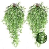 4 Pcs Hanging Fake Plants Fake Vines Artificial Plants Faux Hanging Plant Artificial Hanging Plants Wall Plants Fake Indoor Outdoor Decorations (White)