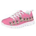 Pzuqiu Pug Dog Big Kids Tennis Shoes for Girls Size 2 Breathable Kids Pink Sneakers Lightweight Running Shoes Animal Print