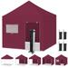 Eurmax Canopy 10 x 10 Maroon Pop-up and Instant Outdoor Canopy with 4 Zipper Sidewalls