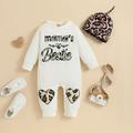 Kayannuo Christmas Clearance Valentine s Day Baby Love Long Sleeve Romper Leopard Hat Cotton Bodysuit Christmas Gifts