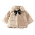 Dadaria Toddler Sweater 9Months-4Years Toddler Girls Solid Color Plush Cute Bow Imitation Rabbit Fur Keep Warm Winter Lapel Thick Coat Cloak Khaki 2-3 Years Toddler