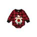 Canrulo Christmas Newborn Infant Baby Boy Girl Romper Deer Santa Plaids Print Long Sleeve Jumpsuit Xmas Clothes Red Elk 0-3 Months