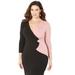 Plus Size Women's Curvy Collection Colorblock Wrap Top by Catherines in Black Dusty Rose (Size 2X)