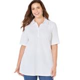 Plus Size Women's Short Sleeve Polo by Catherines in White (Size 6X)