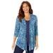 Plus Size Women's Cardigan and Tank Duet by Catherines in Navy Foliage Paisley (Size 6X)